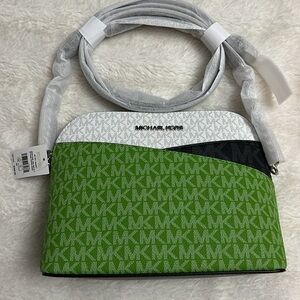 Michael Kors Green White and Black Crossbody Bag